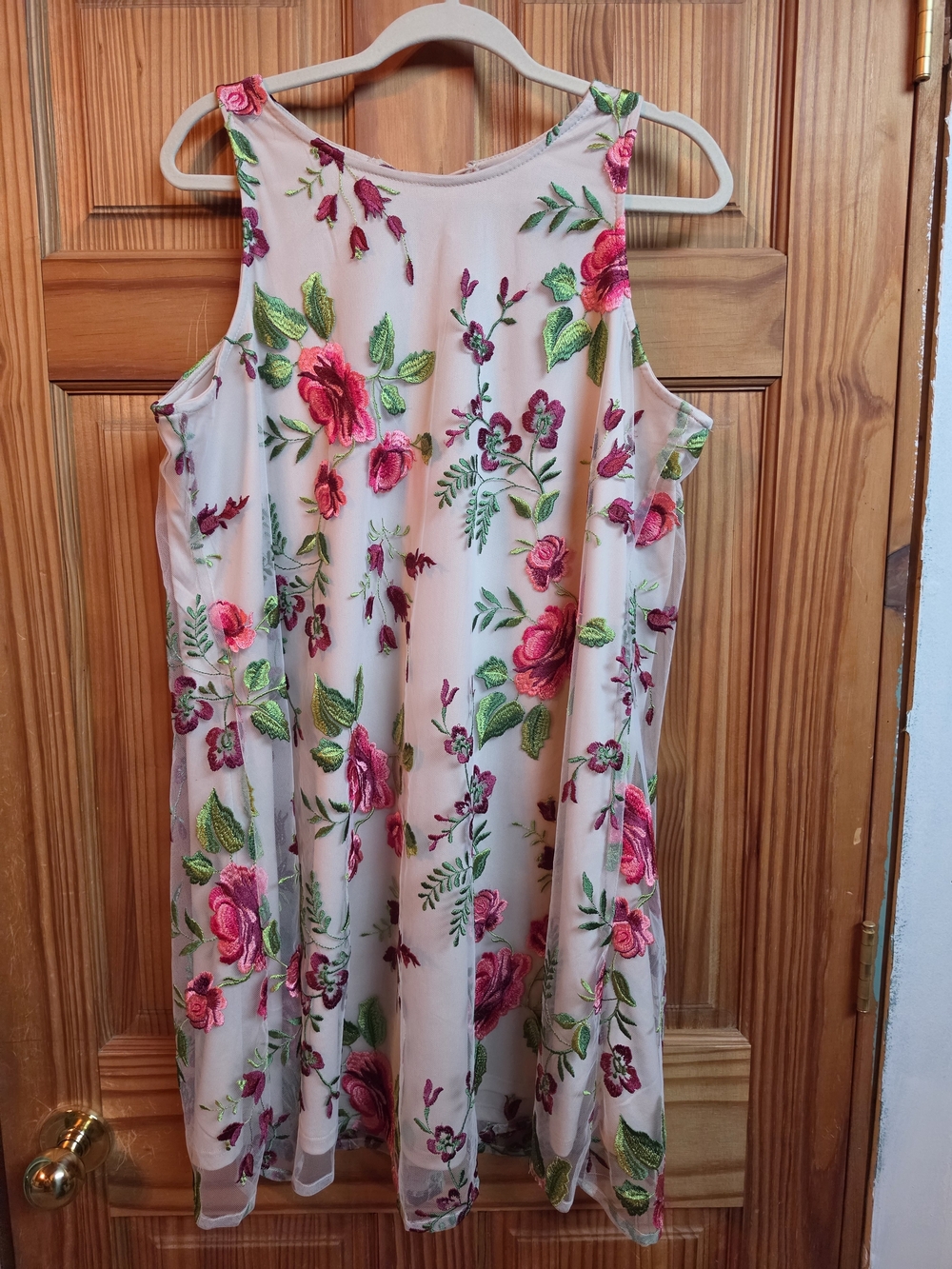 Floral Embroidered Pink Dress